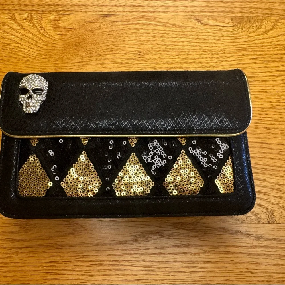 Christian Audigier Black and Gold Clutch with Chain Strap - Picture 4 of 5